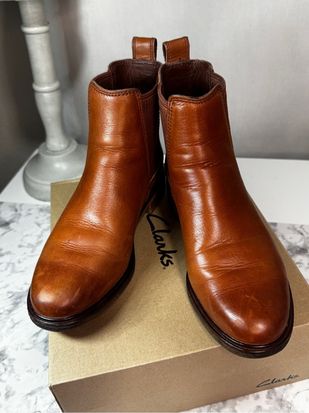 Clarks Clarkdale Arlo Women’s Brown Leather Chelsea Ankle Boots US 7 M